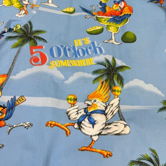 Pacific Legend Hawaiian Shirt 5 O'clock Somewhere Jimmy Buffet 2XL Parrot Tiki - Picture 5 of 11